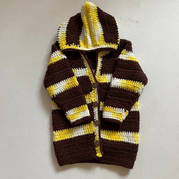 Crochet unisex jacket, Handmade Hoodie for toddler - Picture 9 of 11